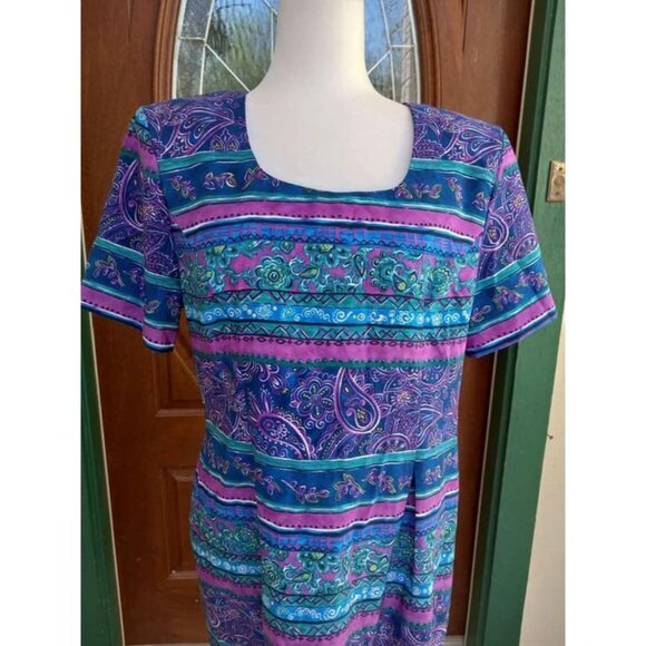 Vintage Sag Harbor Paisley Stripe Dress Size - Picture 3 of 6